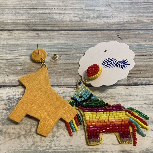 Mexican Burra Pinata EARRINGS Seed Beads‎ Cinco De Mayo - Picture 6 of 8